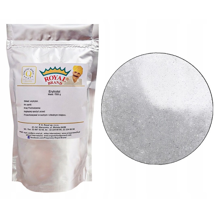 Eritritol 1Kg Royal Brand, indulcitor natural, 0 calorii, punga cu fermoar