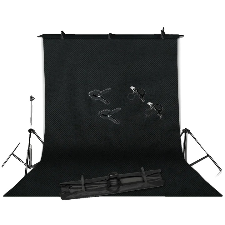 Kit suport fundal foto, 2000x2000mm, negru, ajustabil