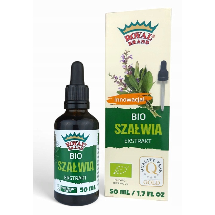 Extract Bio de Salvie 10:1, Royal Brand, 50 ml, hidroalcoolic, sticlă cu picurator