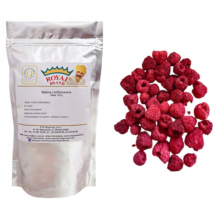 Zmeură liofilizată întreagă Royal Brand, 100 g
