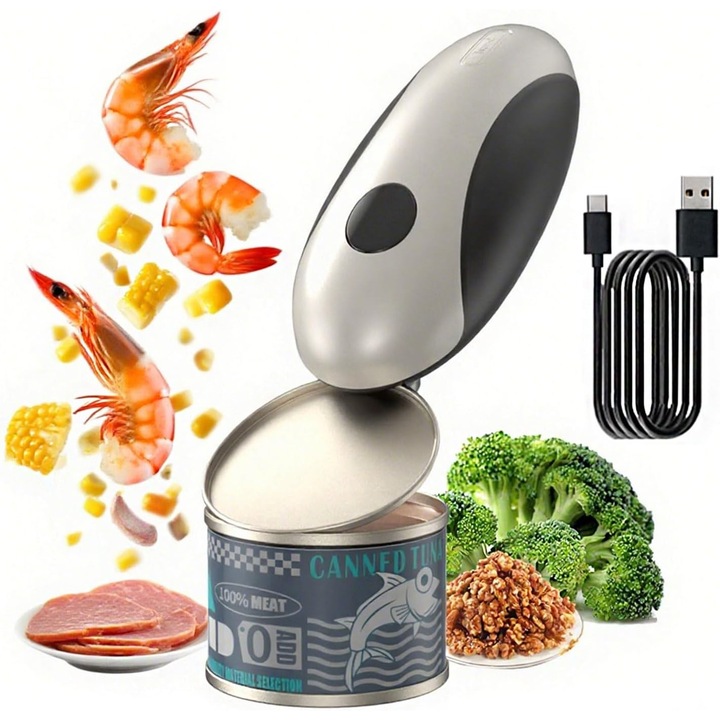 Zylcxis elektromos konzervnyitó, automata, egygombos, USB-C, 159x64x64mm