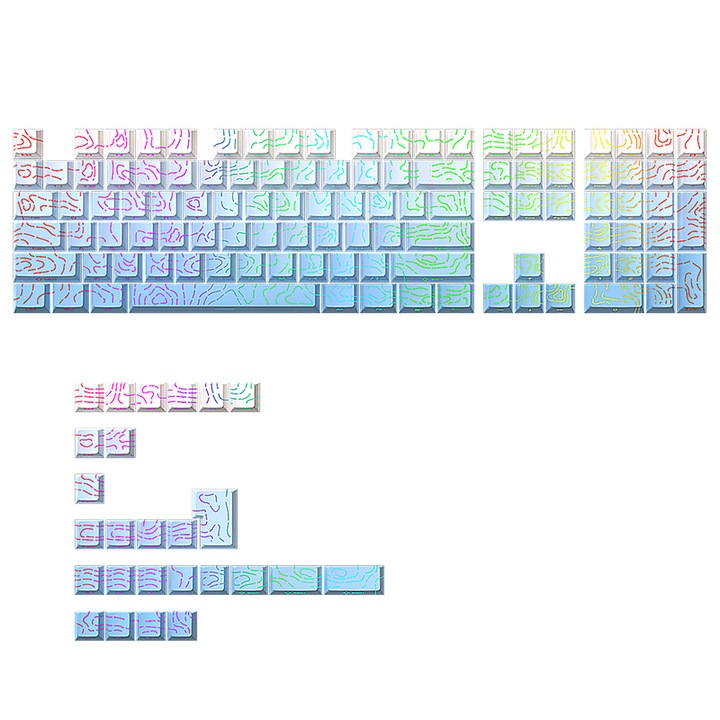 Капачки за клавиши, K KAVLORN, 130+ клавиша, Полупрозрачни PBT, Mist Blue