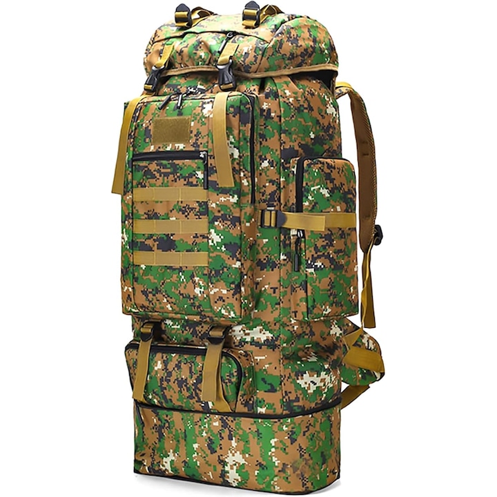 Rucsac de drumetie 100L, bedee, Rucsac Tactic Militar, brat reglabil, impermeabil, rezistent la lacrimi, capacitate mare, potrivit pentru alpinism, turism, camping, Camuflaj