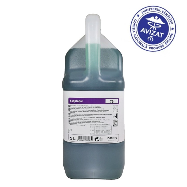 Aseptopol 5L - detergent pentru spalarea vaselor manual cu dezinfectant