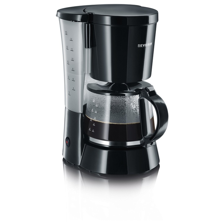 Espressor Severin cu carafă de sticlă, capacitate 1.25l, putere 1000W, negru