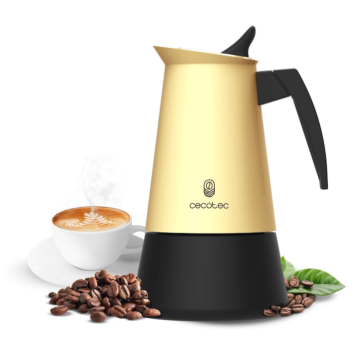 Cafetieră Cecotec Piccolina 400, 200ml, bej, din oțel inoxidabil