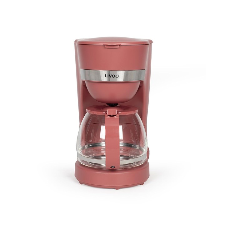 Cafetieră electrică Livoo, model Dod200N, 12 cești, capacitate 1, 25 L, culoare roșu chili