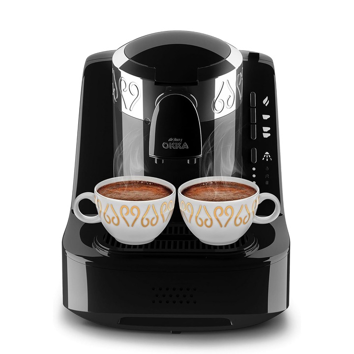 Aparat de cafea turcesc Arzum Okka, set 2 bucăți, compact, negru-argintiu, 1000W, 1.25l