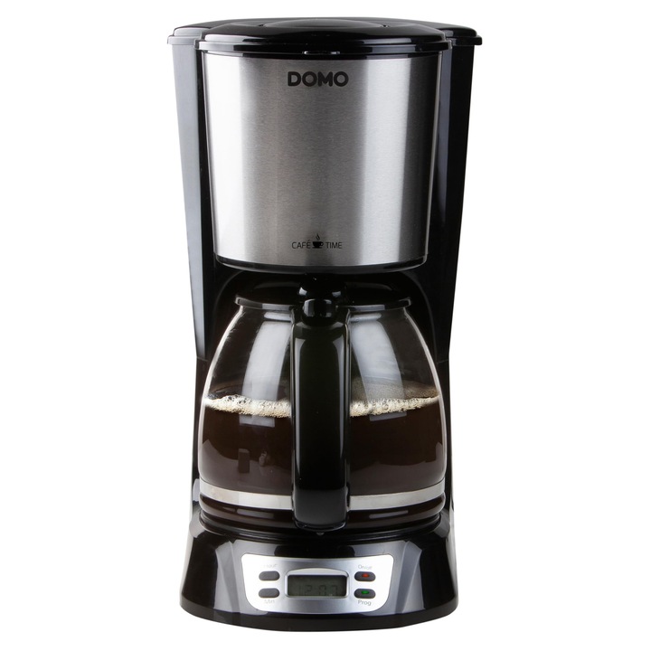 Espressor cu Filtru Domo, 1, 5 L, Negru/Otel Inoxidabil, Afisaj LCD