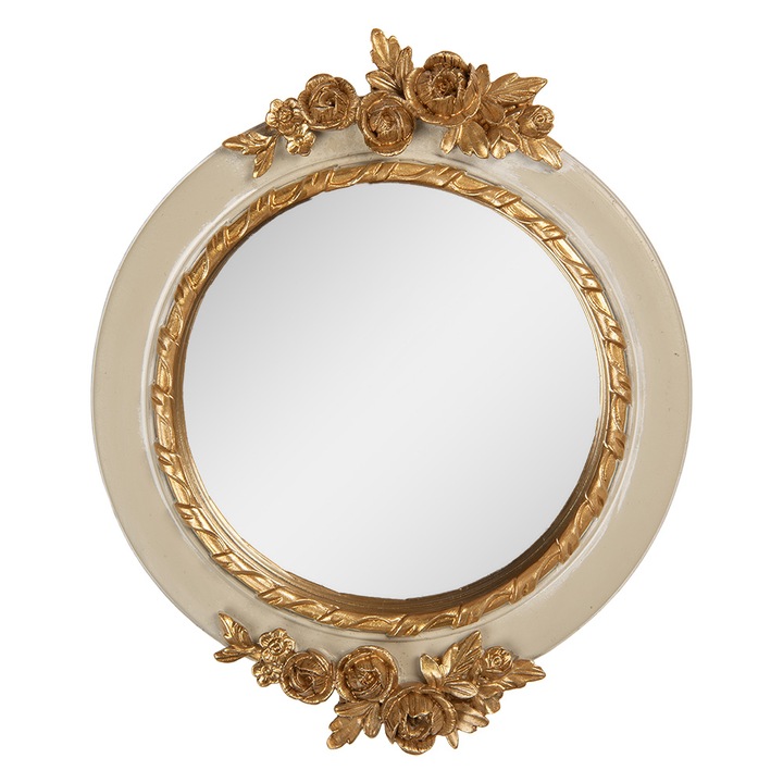 Oglinda perete polirasina bej aurie 14x2x16 cm