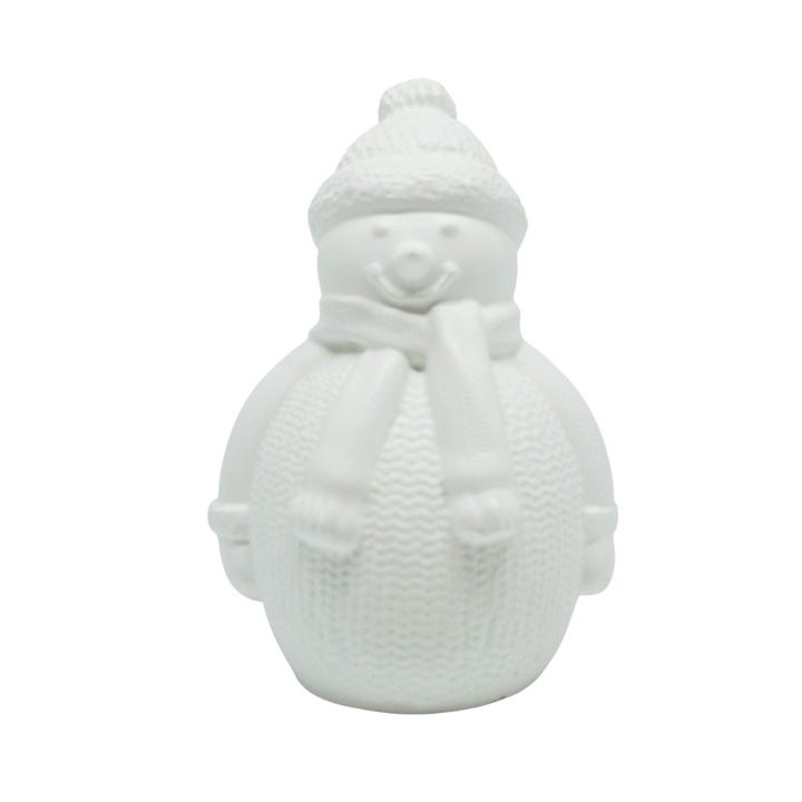 Фигурина от гипс за рисуване Снежен човек, размери 10x5x6 см, за коледна и зимна декорация