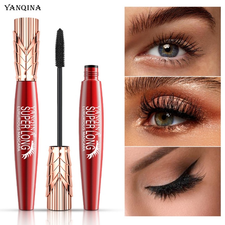 Mascara 4D, YANQINA, rezistent la apa si rezistent la transpiratie, bucle groase, durata lunga de amestecare, negru, 8g