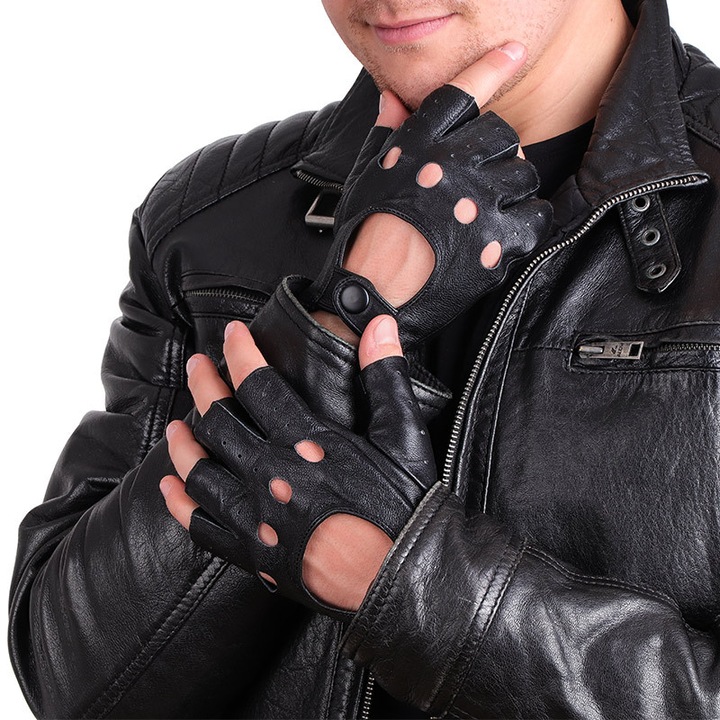 Ferfi kesztyu valodi borbol MORAMO 3954, Fekete, 21 CM