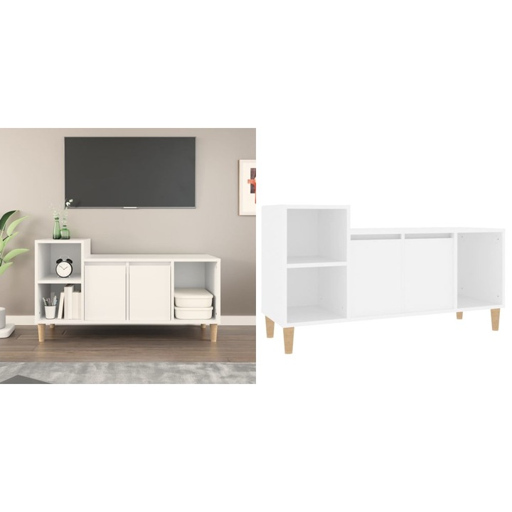 Comoda TV, alb, 100x35x55 cm, lemn prelucrat