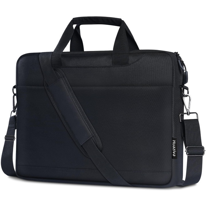Geanta Laptop Huaziva 17 17, 3 Inch, Geanta De Umar Messenger, Servieta Impermeabila Cu Curea Captusita Pentru Laptop Hp Lenovo Dell Acer Asus 17 17, 3 Inch, Negru