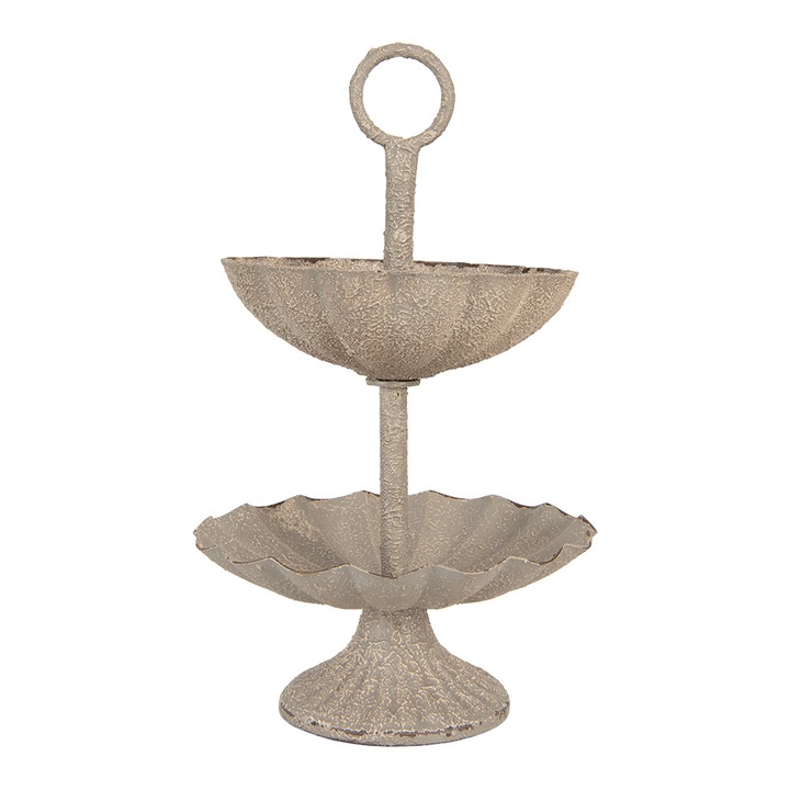 Szürke fémszintű tálca, Ø 15x24 cm