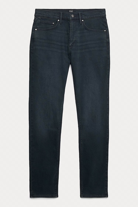 Marks & Spencer, Blugi elastici slim-fit, Albastru inchis