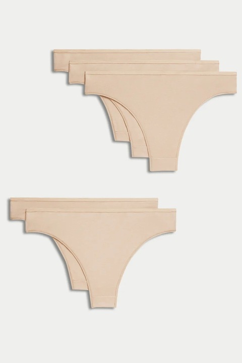 Marks & Spencer, Set de chiloti brazilieni din amestec de modal - 5 perechi, Bej