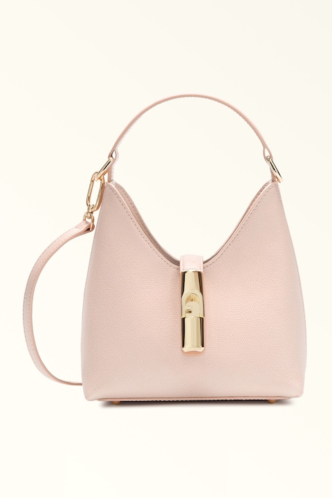 Furla, Кожена чанта Iride с допълнителна презрамка, Pale pink