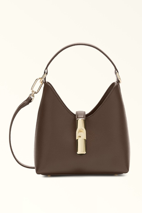 Furla, Кожена чанта Iride с допълнителна презрамка, Тъмнокафяв