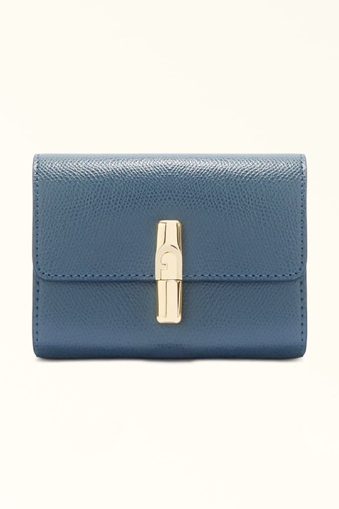 Furla, Portofel pliabil din piele Iride, Albastru prafuit