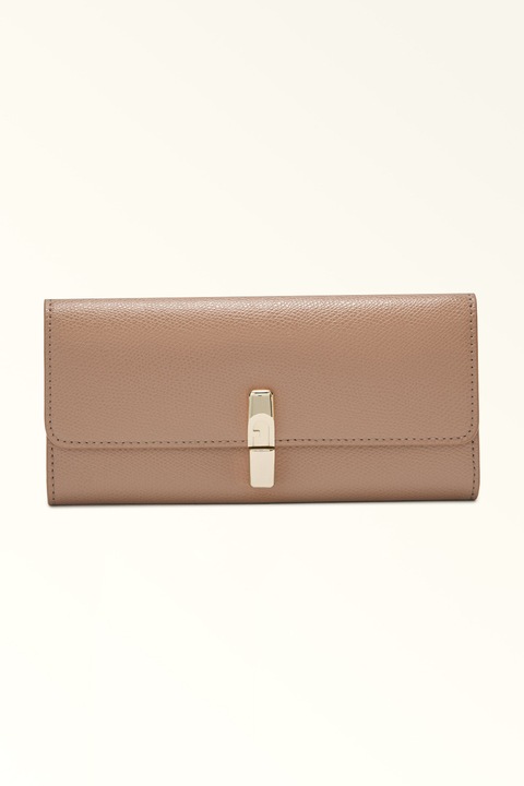 Furla, Portofel din piele cu logo, Maro taupe