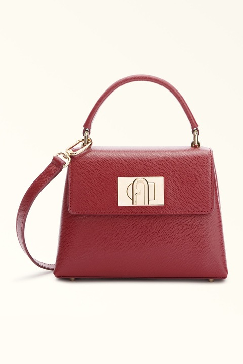 Furla, Geanta crossbody din piele cu buzunar pe partea din spate, Caramiziu