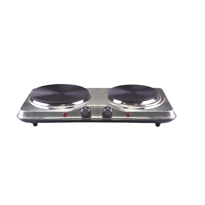 Elektromos főzőlap, 2 x főzőlap, Teljesítmény 2500 W, 5 hőmérsékleti szint, 2 x Öntöttvas főzőlap átmérő 15.5/18.5 cm