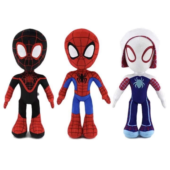 3 db plüssjáték készlet, Pókember, Spidey, Miles, Szellem, 28cm