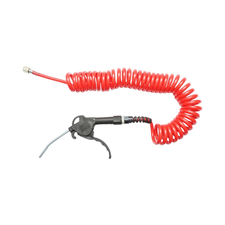 Pistol suflat aer comprimat cu furtun spiralat PE 5m si racord filet interior M12