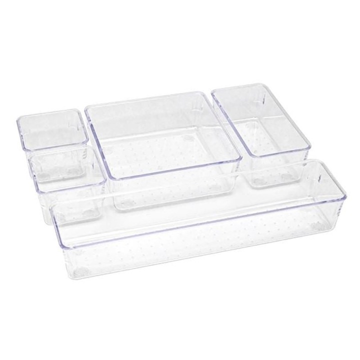 Organizator Transparent pentru Sertar cu 5 Pari Compartimente