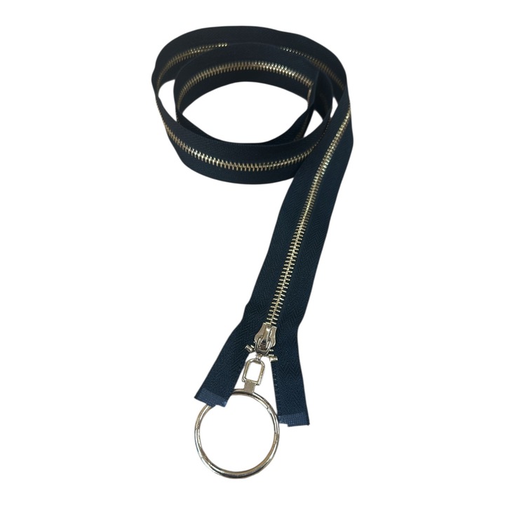 Черни ципове, със спирала 4 мм, метални, златни, фиксирани, дължина 50 см (комплект 10 броя)