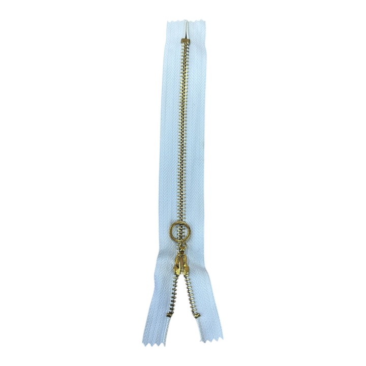 Бели ципове, със спирала 5мм, метална, златна, фиксирана, дължина 20 см (комплект 10 броя)