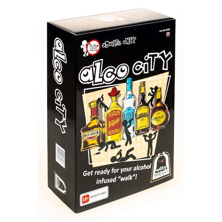 Társasjáték Alco City, 56 kártya, dobókocka, felnőtteknek, 2-10 játékos