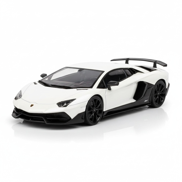 Fém modell Lamborghini Aventador SV, 1:32, Fehér, Fények, Hangok, 15cm, Vision XXI