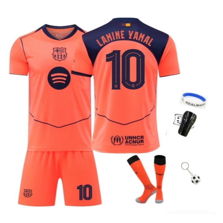 Спортна екипировка за деца, Барселона 10 Ямал Футболен екип, сезон 2526,Полиестер, Розово