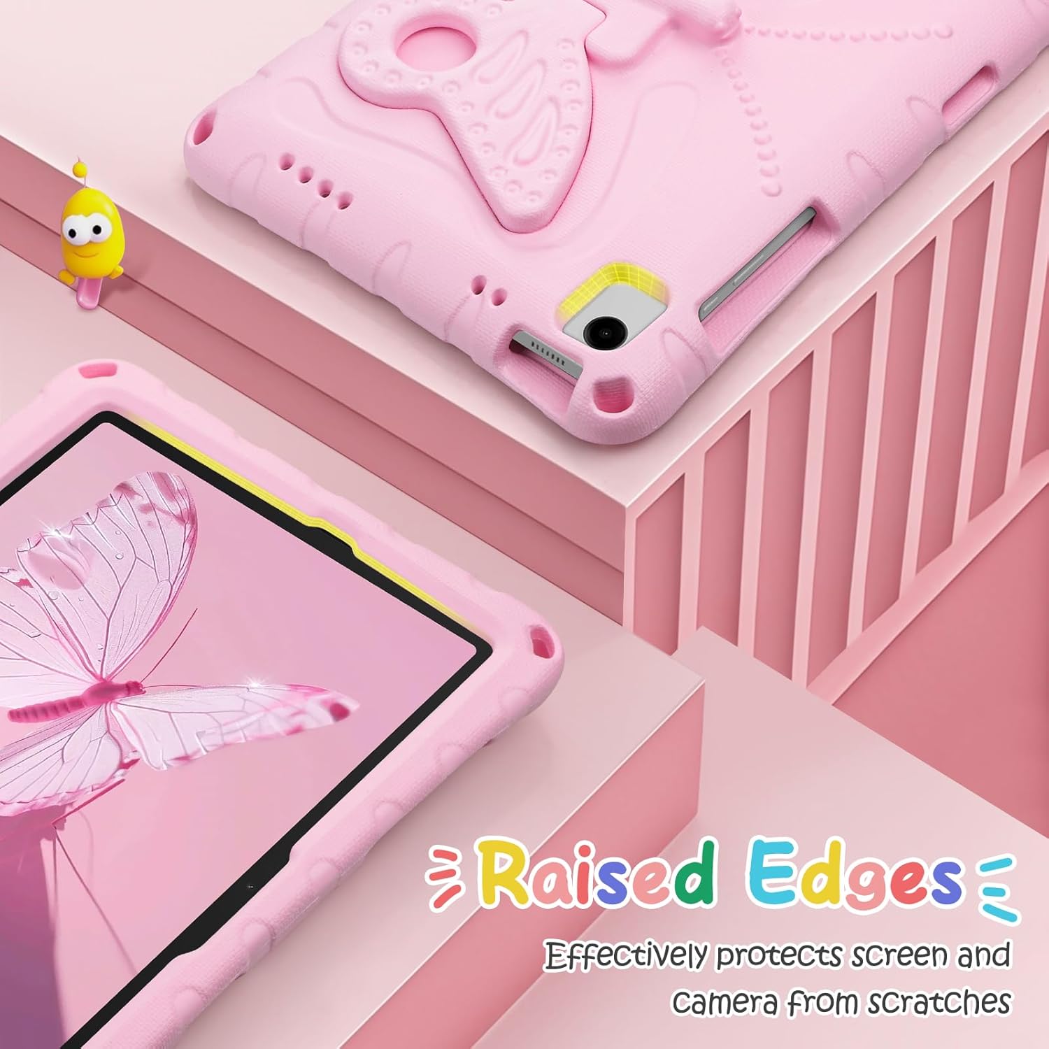 Husa pentru tableta Coolden, Samsung Galaxy Tab A9+ 11", roz, suport fluture, curea umar
