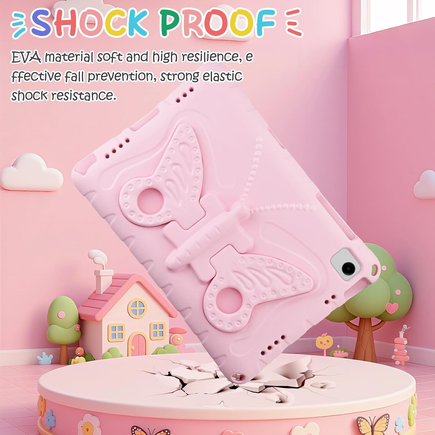 Husa pentru tableta Coolden, Samsung Galaxy Tab A9+ 11", roz, suport fluture, curea umar