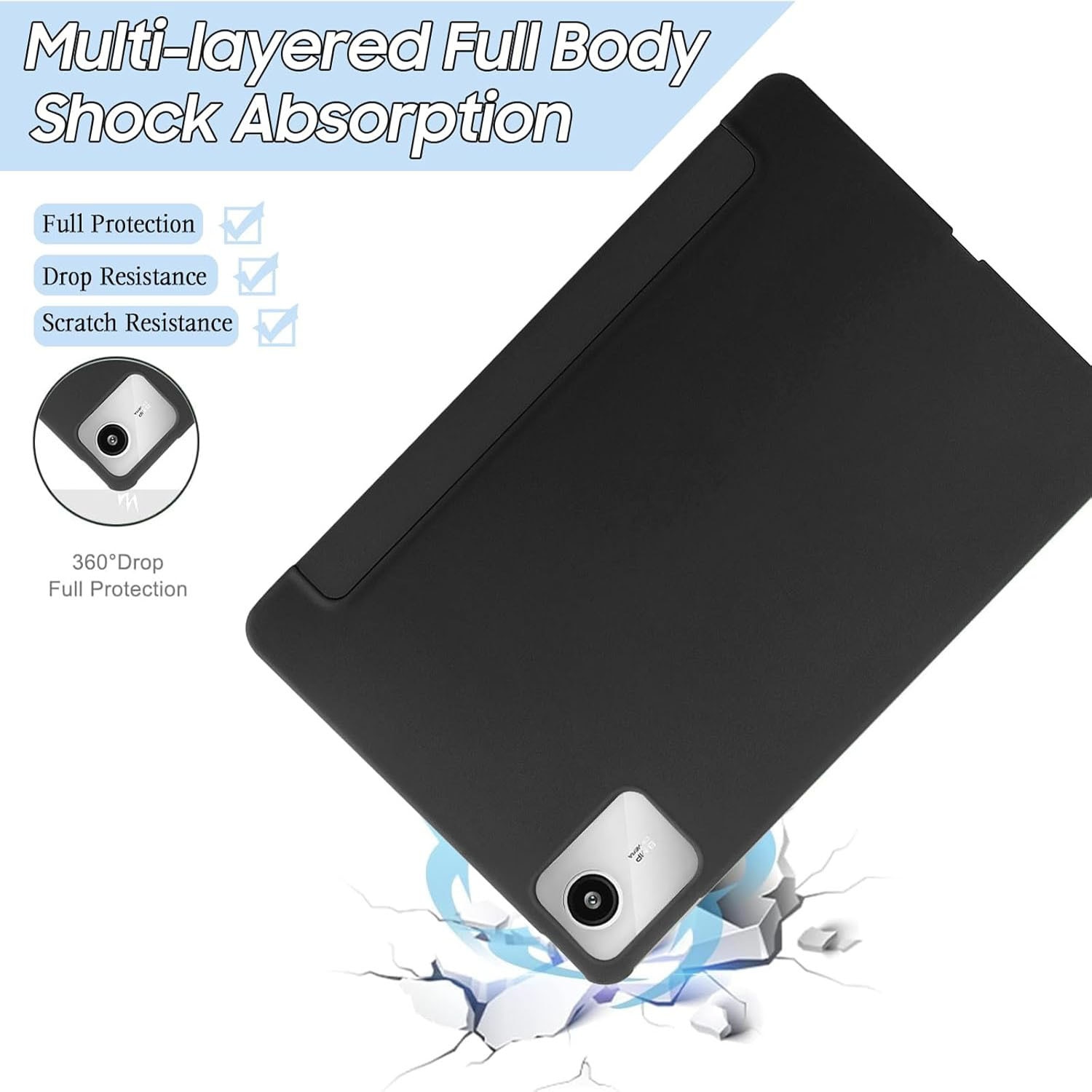 Husa pentru tableta, VIENOD®, compatibila cu Lenovo Tab M11/K11E, 11 inch, cu slot pentru stilou, TPU, functie de activare/repaus, negru