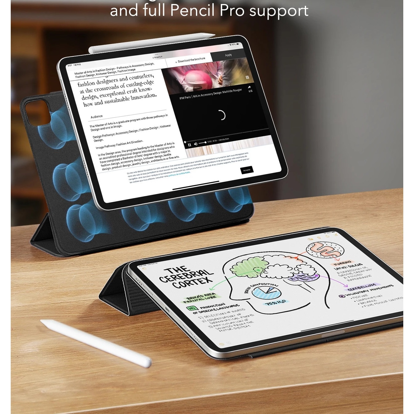 Husă magnetică REVOMAG pentru iPad Pro 11", suport Pencil Pro, culoare neagră, 2024/2025