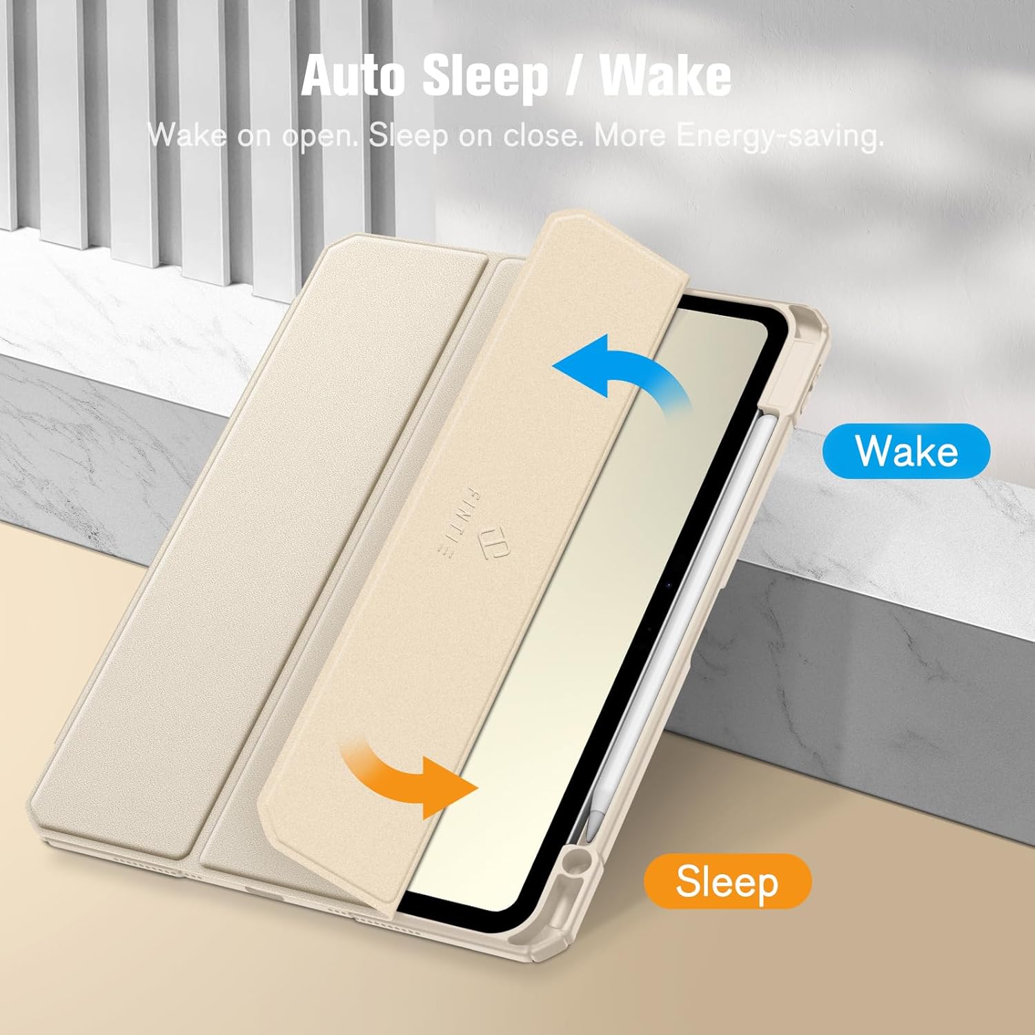 Husă tip carte OSIRION pentru iPad Pro 11 inch, suport magnetic, Auto Sleep/Wake, Starlight