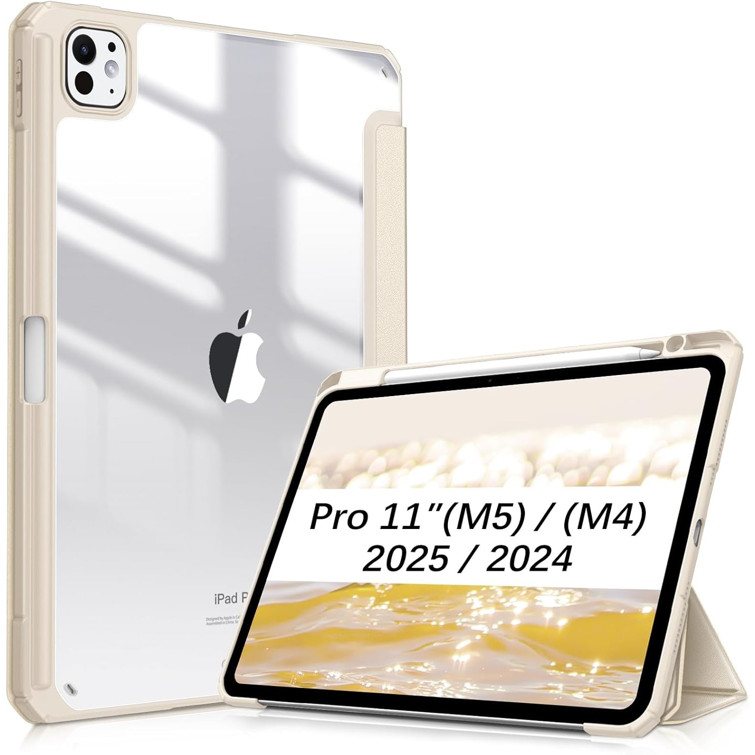 Husă tip carte OSIRION pentru iPad Pro 11 inch, suport magnetic, Auto Sleep/Wake, Starlight