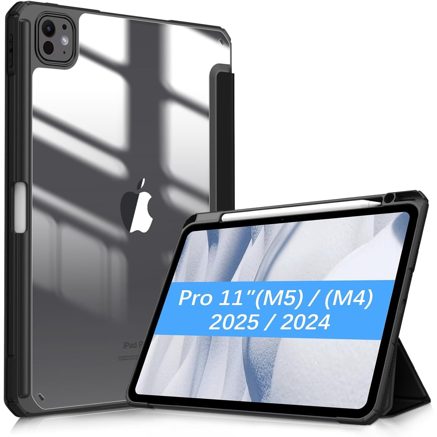 Husă tip carte OSIRION pentru iPad Pro 11 inch, suport magnetic, auto sleep/wake, neagră