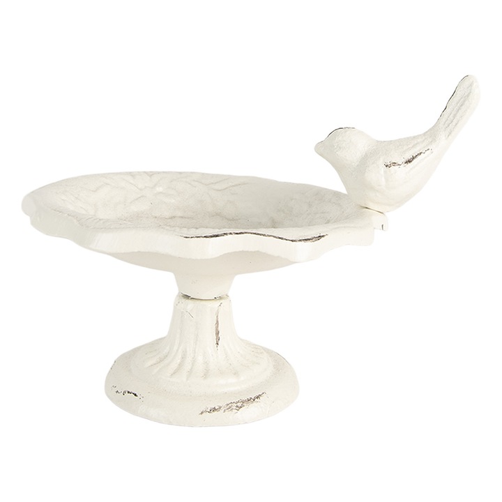 Hranitoare pasari fier alb vintage 14x12x11 cm