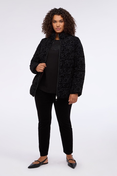 Fiorella Rubino, Geaca cu vatelina si aspect de catifea, Negru stins, 48