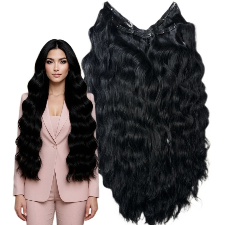 Tresa extensie păr, Oskar Shop, Eva 4D, volum, negru, 60 cm