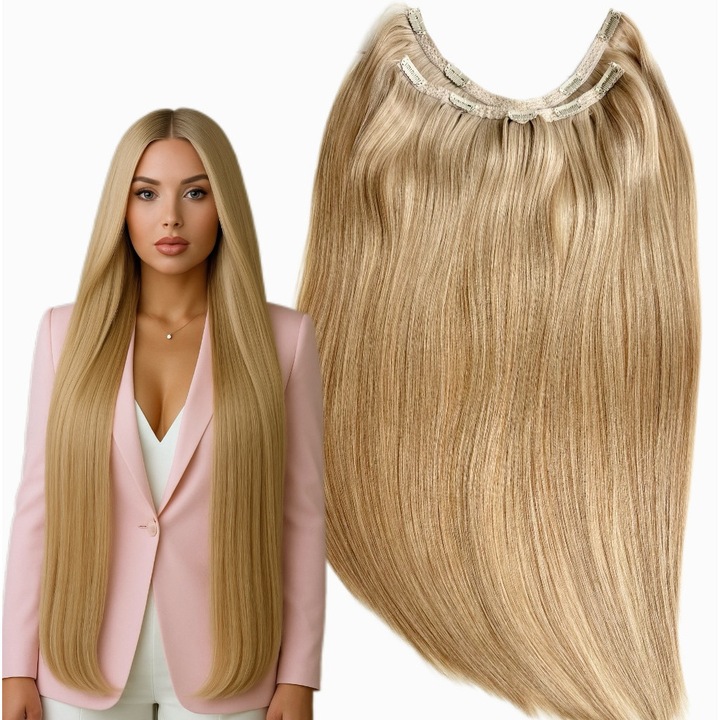 Tresa extensie de păr Oskar Shop Eva 4D, volum natural, blond natural, 180-200g