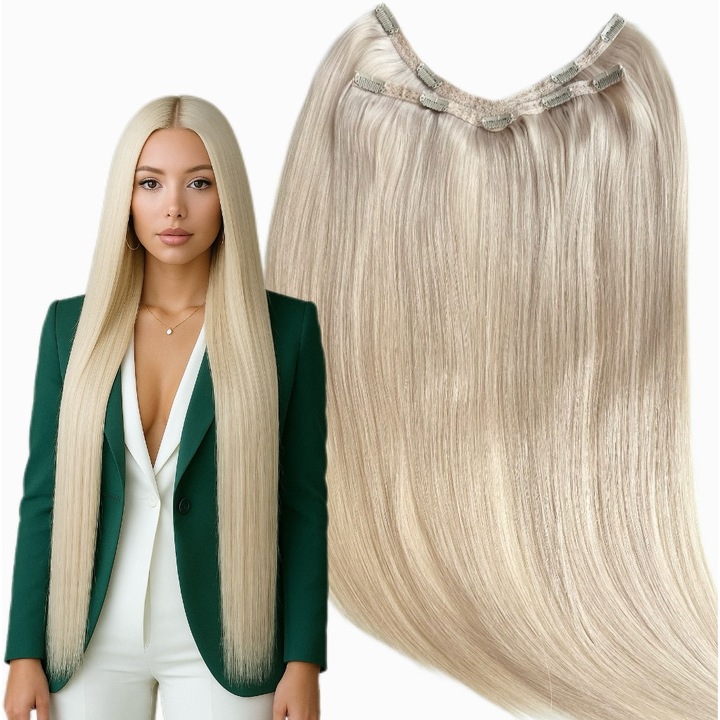 Tresa Eva 4D, Oskar Shop, extensie clips, volum natural, blond deschis