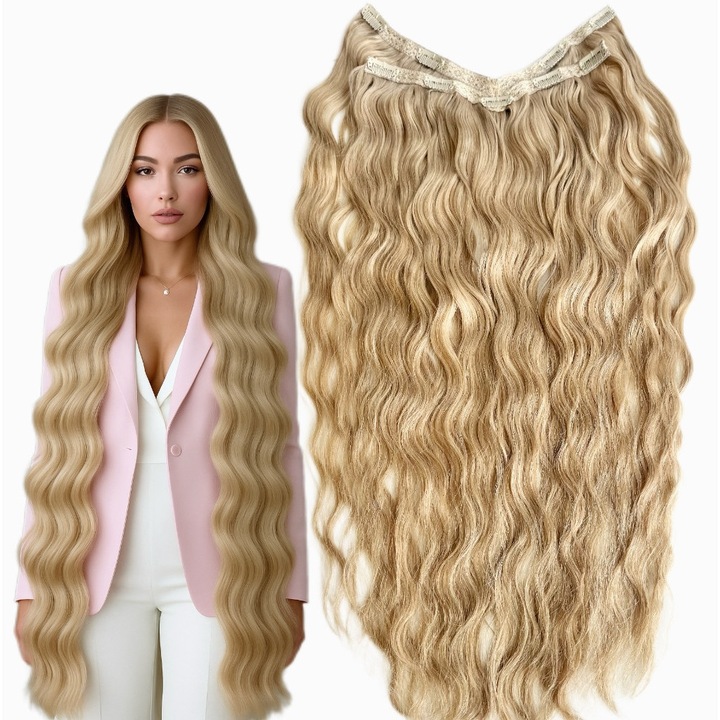 Tresa extensie de păr, Oskar Shop, Eva 4D, volum natural, blond natural, 180-200g