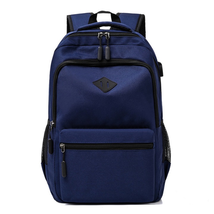 Rucsac Multifunctional cu Port USB Incarcare, Esther Beauty®, 23L, Compatibil Laptop pana la 15.6" - Rucsac de Calatorie, Birou, Scoala si Sport, Compartimente Multiple, Unisex, Albastru, 46x31x16 cm